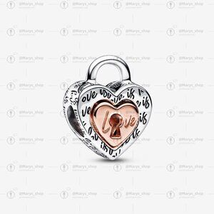 Pandora Two-tone Padlock Splittable Heart Charm|Two-tone